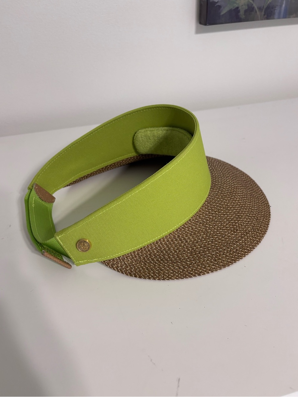 ERIC JAVITS NEW YORK CHAMP VISOR LIME GREEN Squishee UPF 50 Packable Sun Hat EUC - Picture 4 of 11